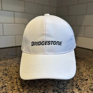 Bridgestone Golf Cap Men One Size White Embroidered Logo 6-Panel Adjustable Back